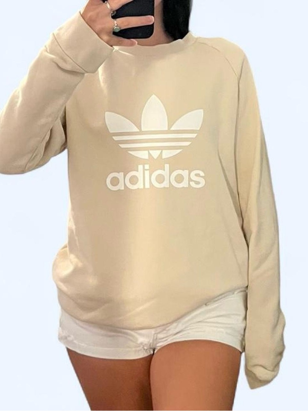 adidas Cream Trefoil Crewneck Sweatshirt